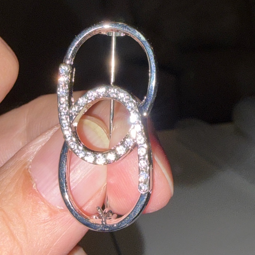 Elegant Silver and Crystal Loop Earrings.